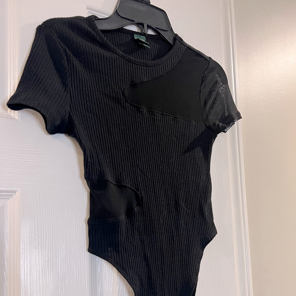 Cut out mesh body suit
